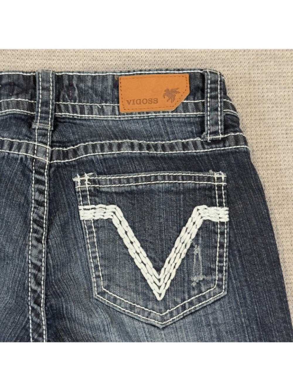 Vigoss Capri Jeans Womens Size 0 Rolled Cuff Distressed Stretch Blue Denim - Picture 7 of 16